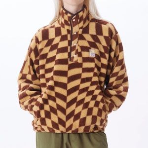 NEW! OBEY Checkered popover fleece jacket